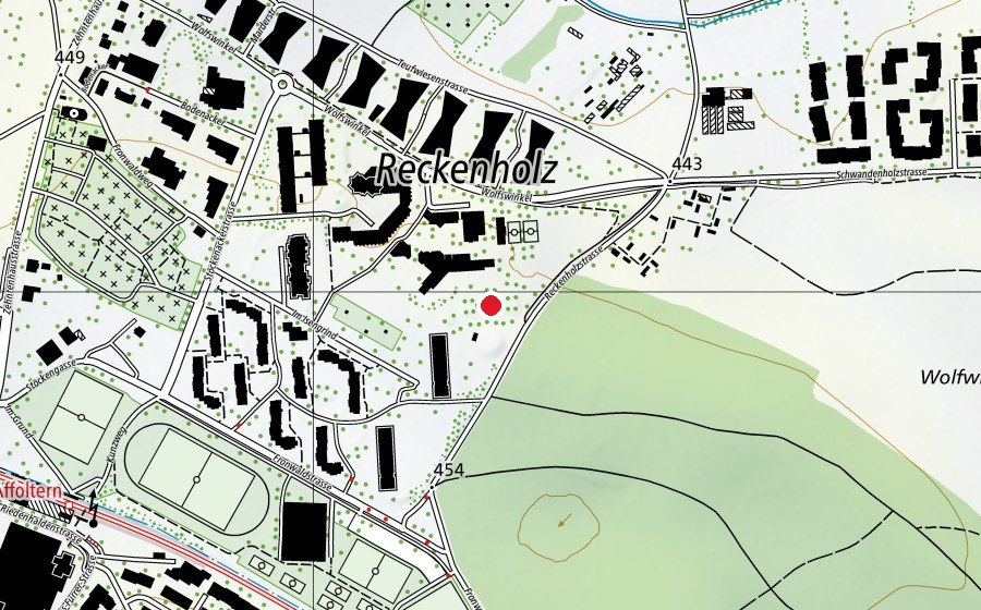 Carte indiquant l’emplacement de Kindergarten Reckenholz I + II (École enfantine)