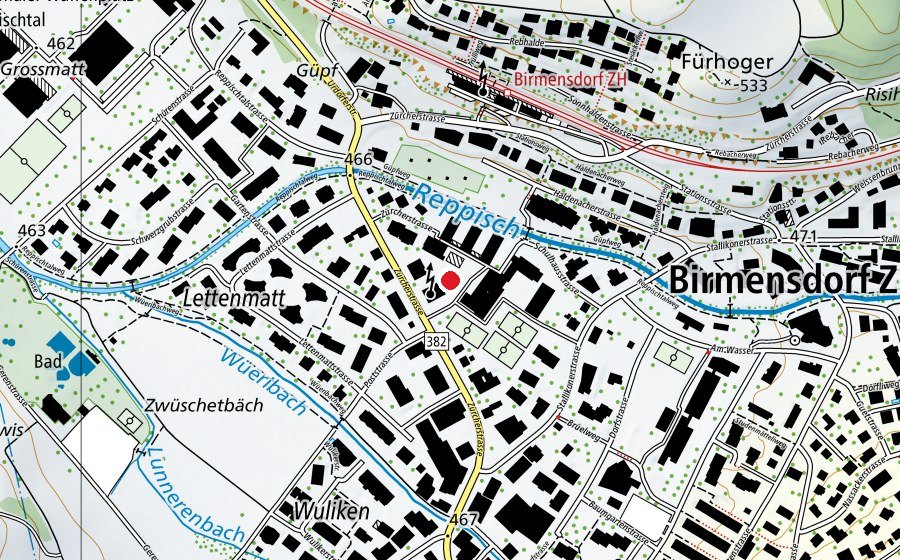 Carte indiquant l’emplacement de Kindergarten Reppisch (École enfantine)