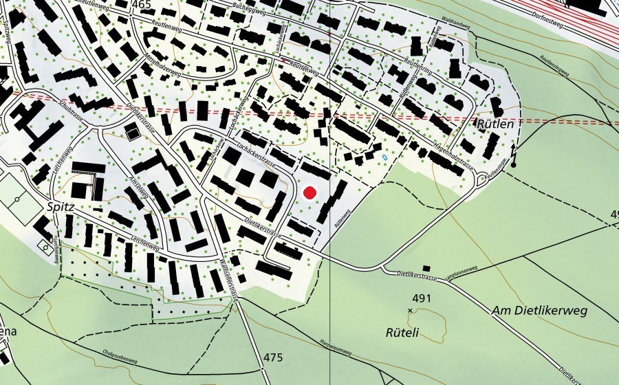 Mappa con la posizione di Kindergarten Reutlen A+B (Scuola dell’infanzia)