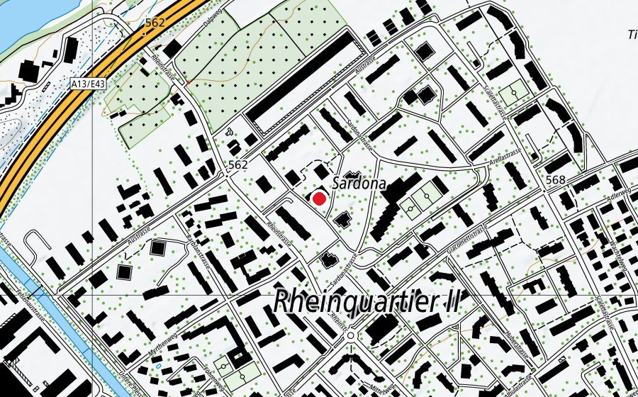 Carte indiquant l’emplacement de Kindergarten Rheinau (École enfantine)