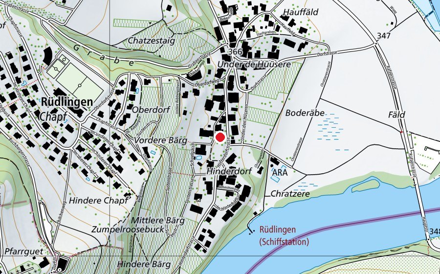 Carte indiquant l’emplacement de Kindergarten Rhyhüsli und Sunnestrahl (École enfantine)