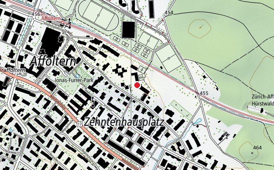 Karte mit dem Standort von Kindergarten Riedenhalden 3 (Kindergarten)