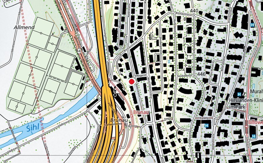 Carte indiquant l’emplacement de Kindergarten Rieterstrasse (École enfantine)