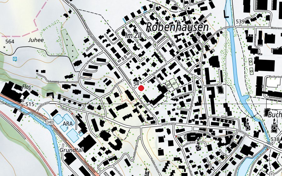 Carte indiquant l’emplacement de Kindergarten Robenhausen 1+2 (École enfantine)