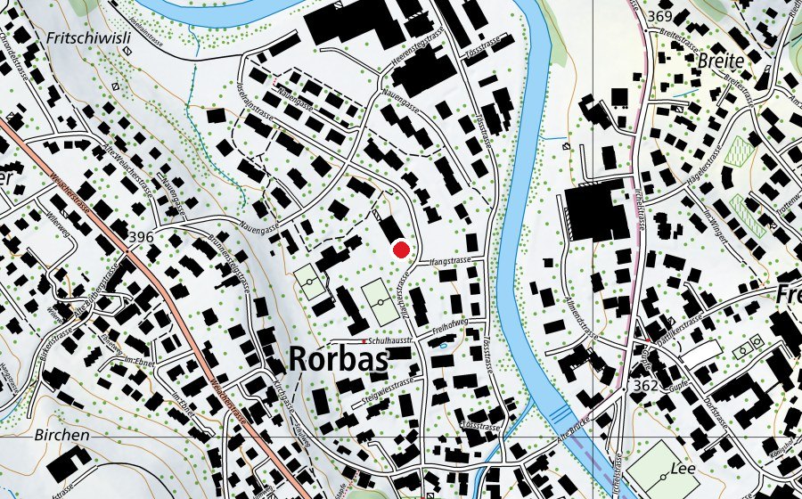 Carte indiquant l’emplacement de Kindergarten Rorbas 3 (École enfantine)