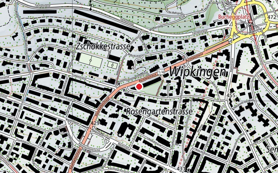 Carte indiquant l’emplacement de Kindergarten Rosengarten (École enfantine)