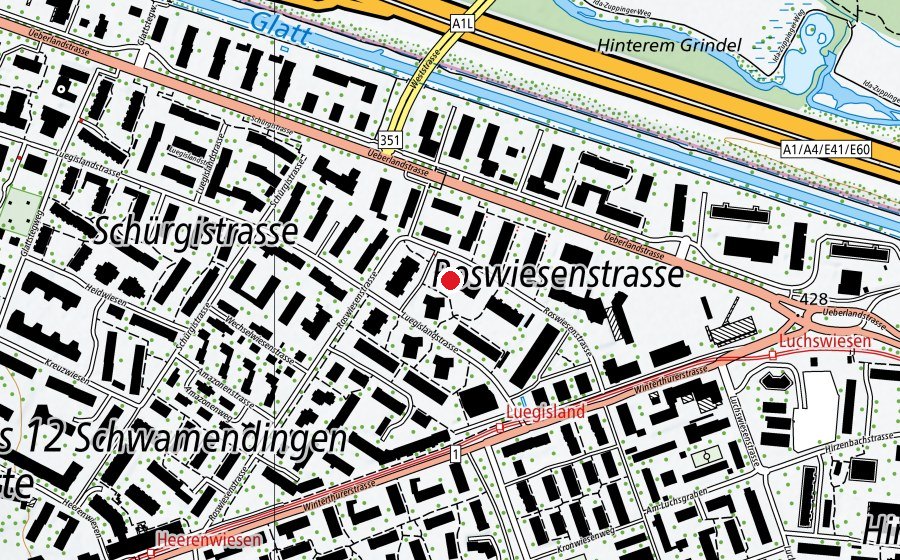 Mappa con la posizione di Kindergarten Roswiesen 1 (Scuola dell’infanzia)