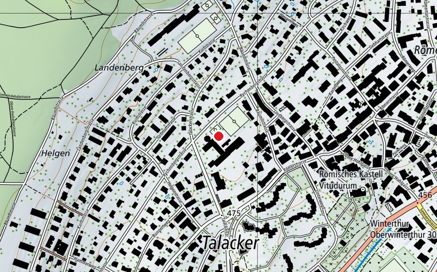 Map showing the location of Kindergarten Rychenberg (Kindergarten)