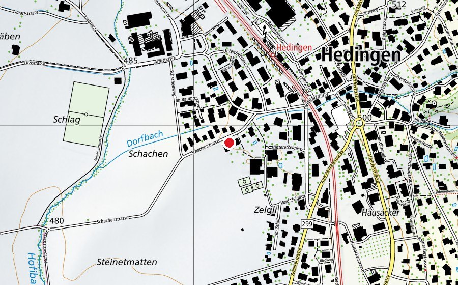 Carte indiquant l’emplacement de Kindergarten Schachen Gamma (École enfantine)