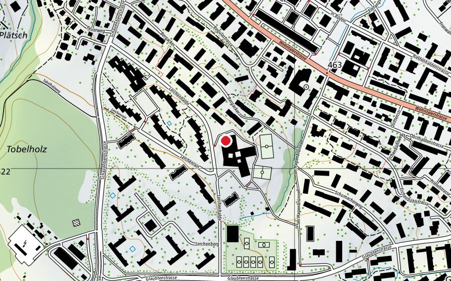 Carte indiquant l’emplacement de Kindergarten Schauenberg 1+2 (École enfantine)