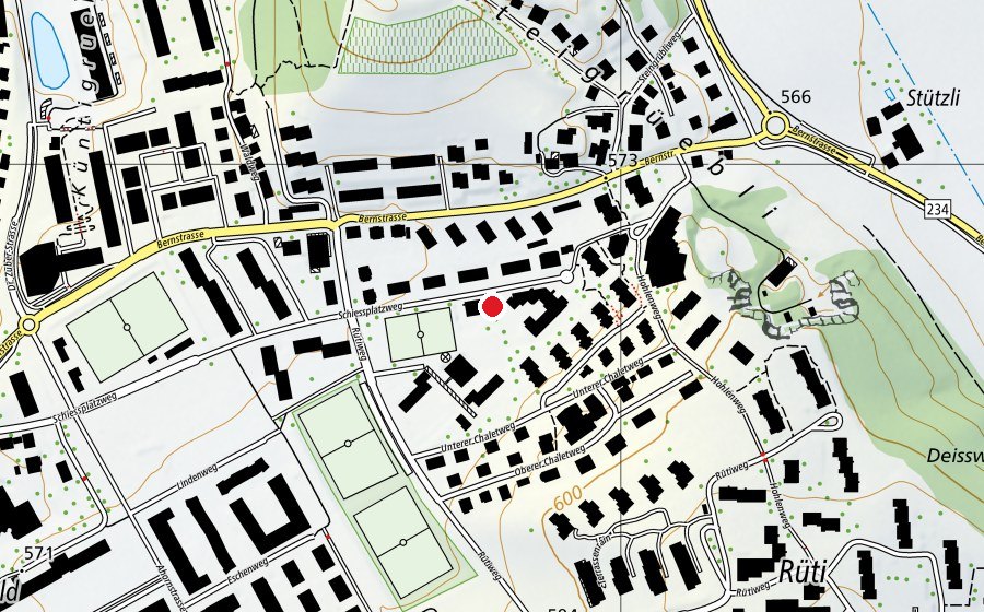 Karte mit dem Standort von Kindergarten Schiessplatzweg 1 (Kindergarten)