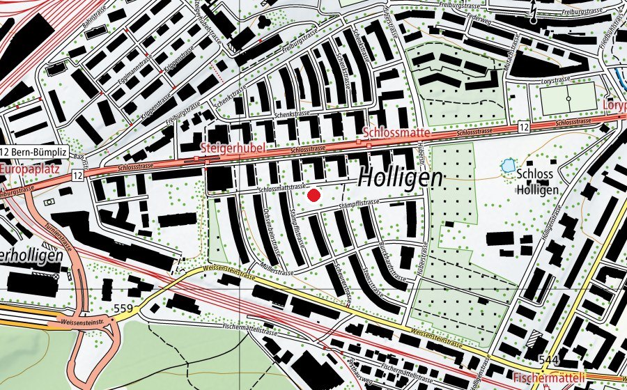 Carte indiquant l’emplacement de Kindergarten Schlossmatte (École enfantine)
