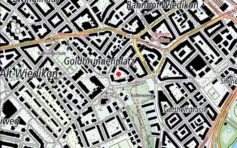 Map showing the location of Kindergarten Schwendenweg 1 + 2 (Kindergarten)