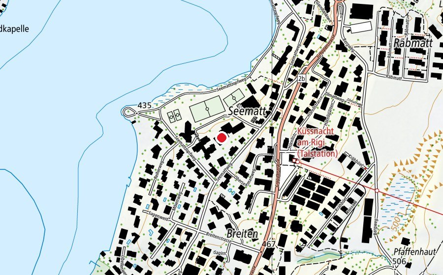 Carte indiquant l’emplacement de Kindergarten Seematt 2A, B, C, D (École enfantine)
