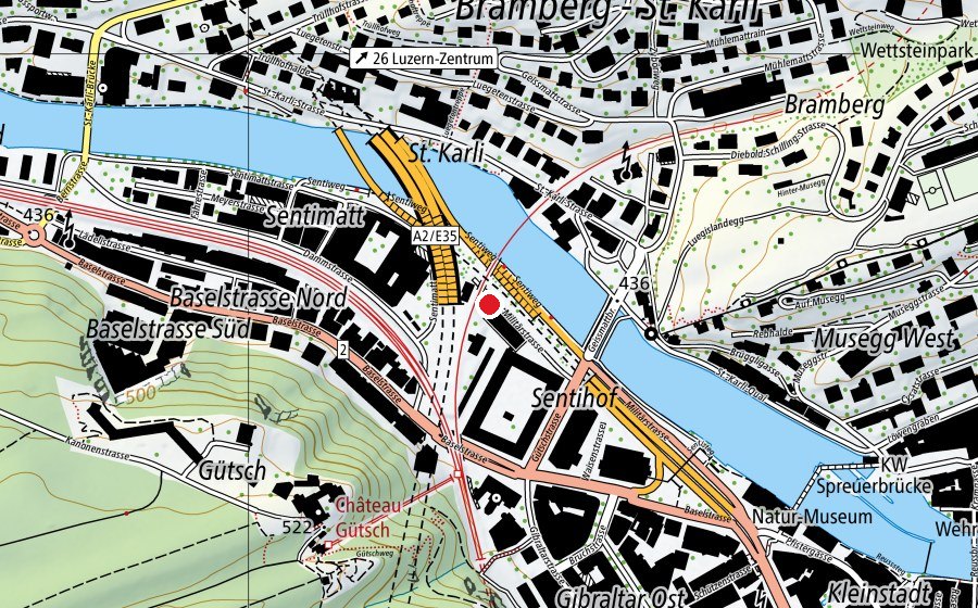 Carte indiquant l’emplacement de Kindergarten Sentihof (École enfantine)
