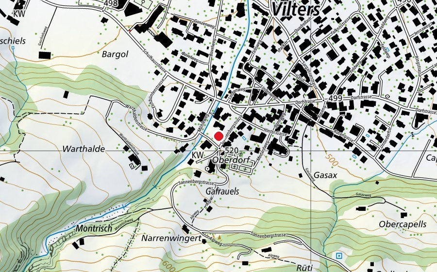 Carte indiquant l’emplacement de Kindergarten Sonnenbergstrasse (École enfantine)