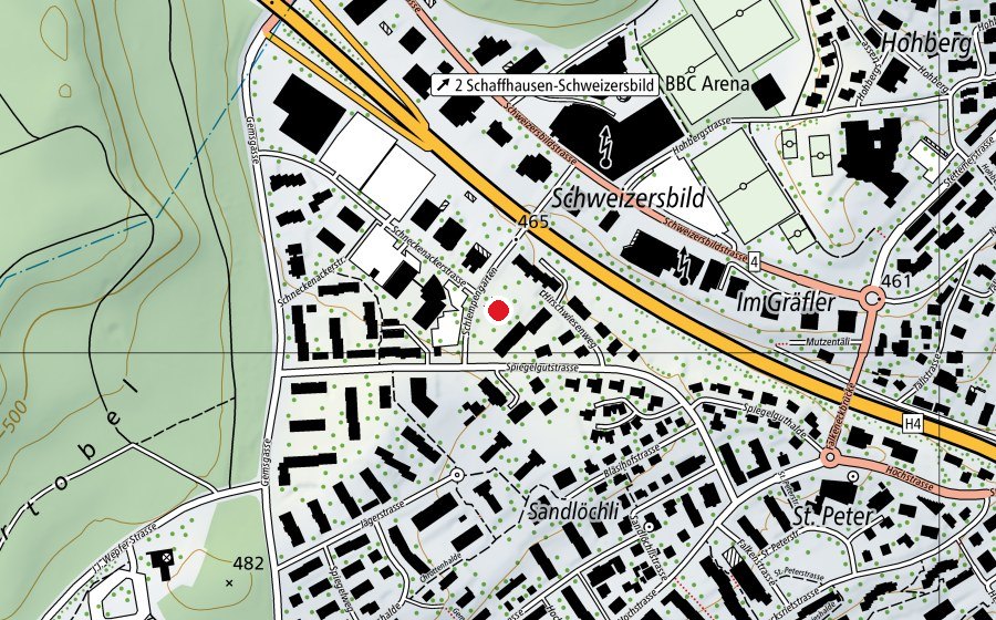 Map showing the location of Kindergarten Spiegelgut 1+2 (Kindergarten)