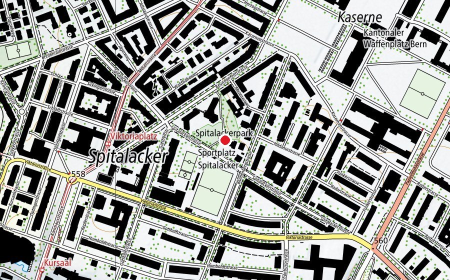 Mappa con la posizione di Kindergarten Spitalacker 1 (Scuola dell’infanzia)