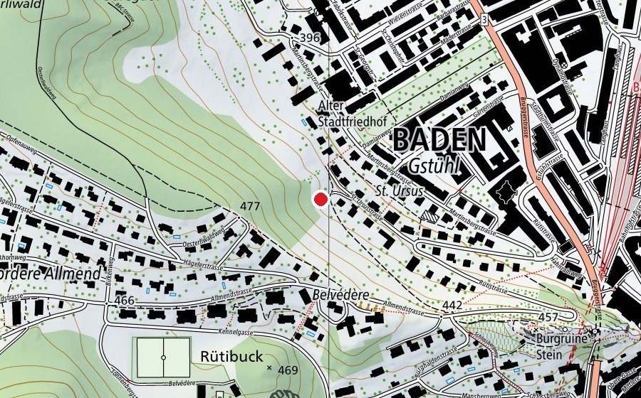 Map showing the location of Kindergarten St. Ursus (Kindergarten)
