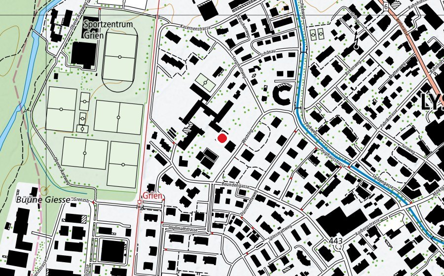 Carte indiquant l’emplacement de Kindergarten Stegmatt (École enfantine)