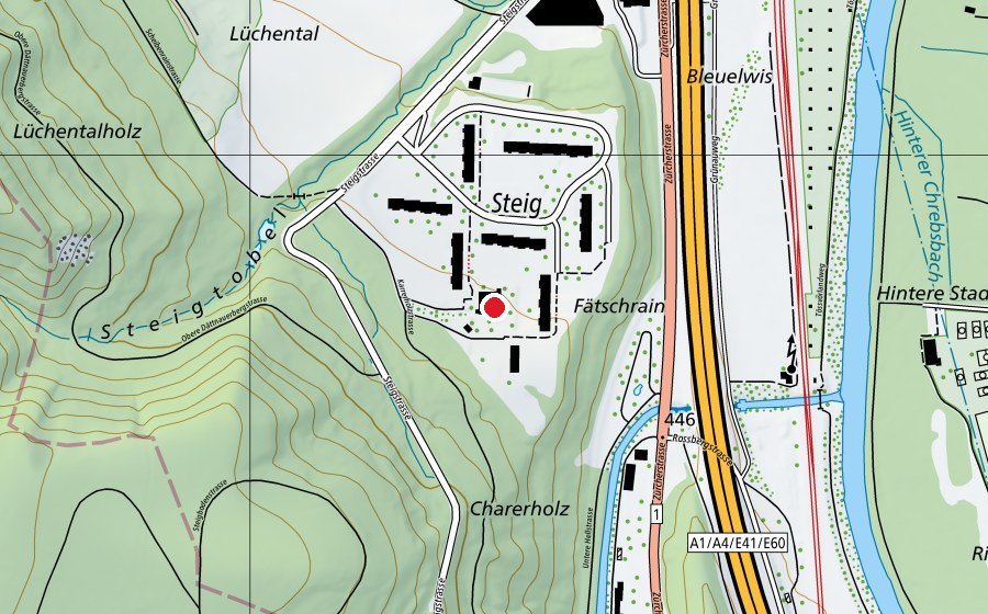 Carte indiquant l’emplacement de Kindergarten Steig (École enfantine)
