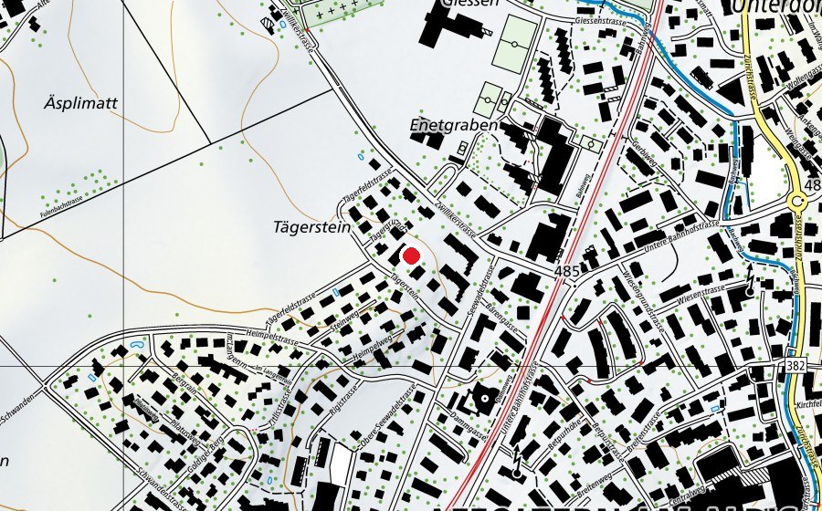 Map showing the location of Kindergarten Tägerstein (Kindergarten)