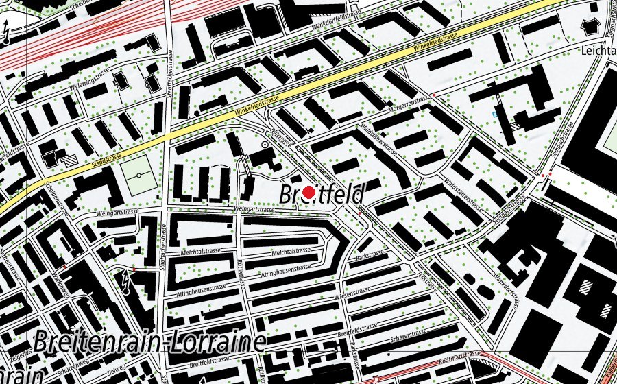 Carte indiquant l’emplacement de Kindergarten Tellstrasse 1 (École enfantine)