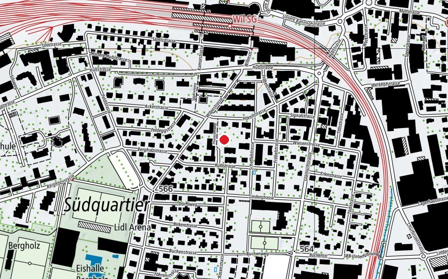 Carte indiquant l’emplacement de Kindergarten Theresienweg I+II (École enfantine)