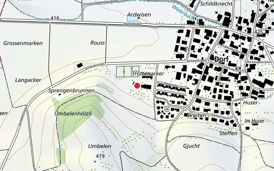 Map showing the location of Kindergarten Trottenacker (Kindergarten)