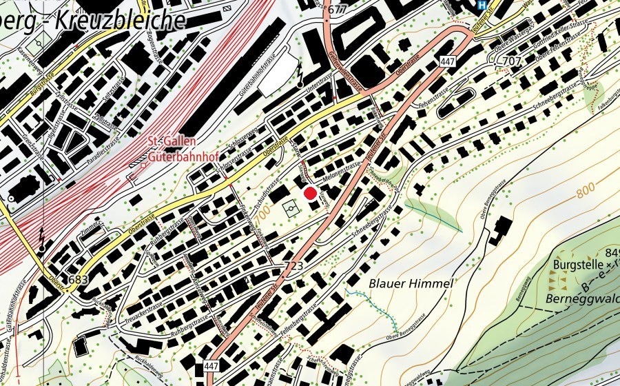Carte indiquant l’emplacement de Kindergarten Tschudistrasse (École enfantine)