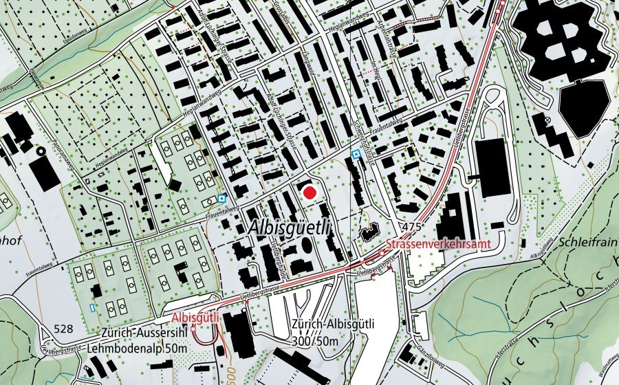 Carte indiquant l’emplacement de Kindergarten und Hort Frauentalweg (École enfantine)