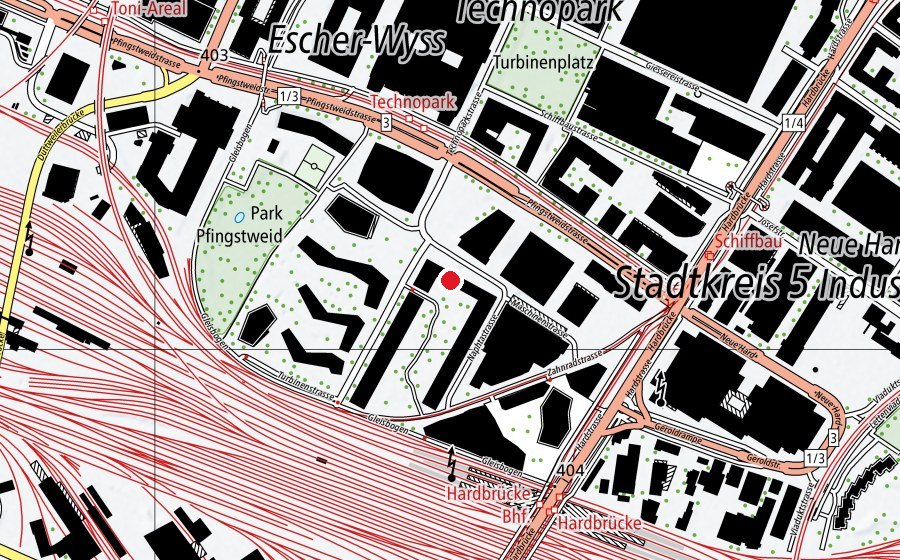 Map showing the location of Kindergarten und Hort Maaghof (Kindergarten)