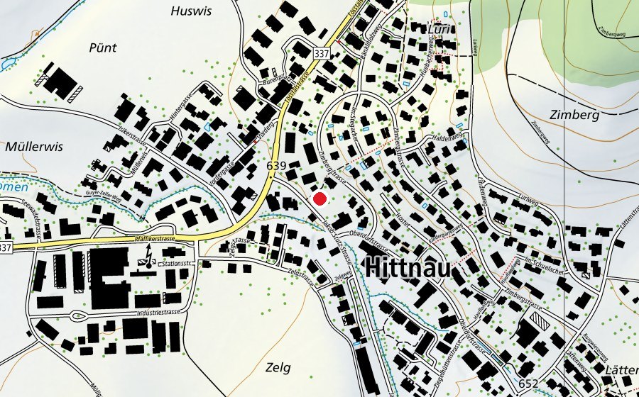 Carte indiquant l’emplacement de Kindergarten Unterhittnau (École enfantine)
