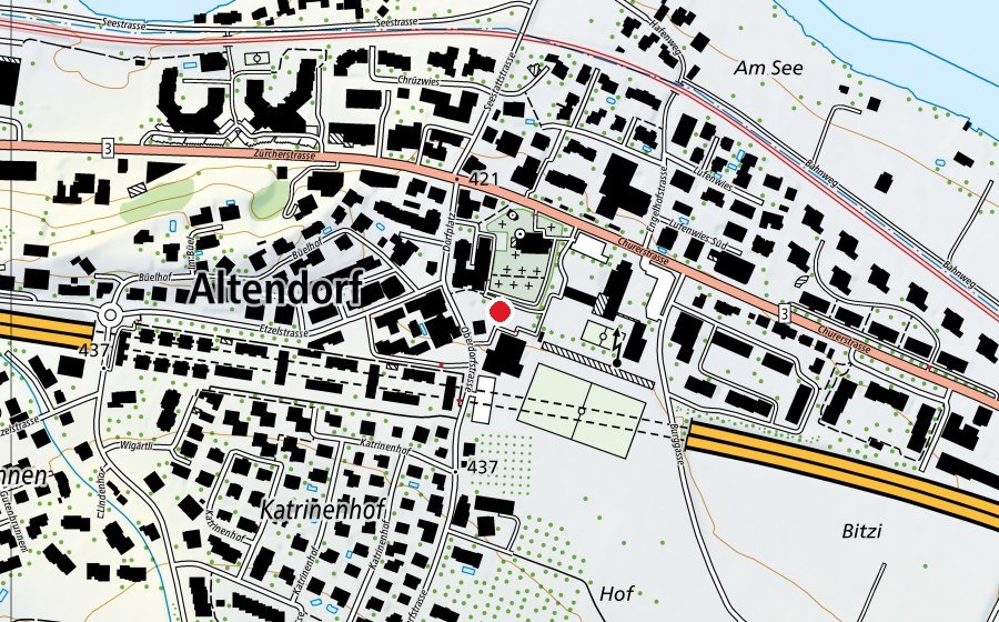 Carte indiquant l’emplacement de Kindergarten Violett und Blau (École enfantine)