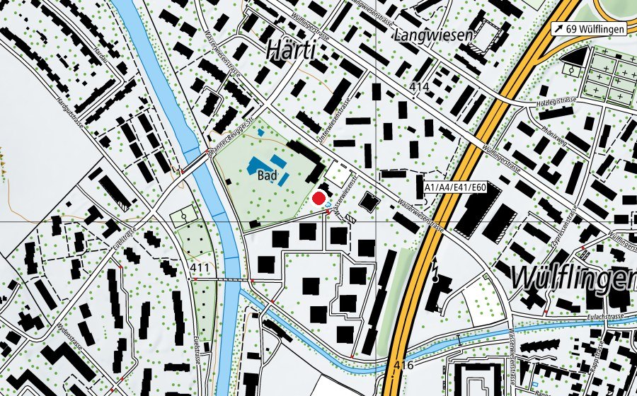 Karte mit dem Standort von Kindergarten Wässerwiesen (Kindergarten)
