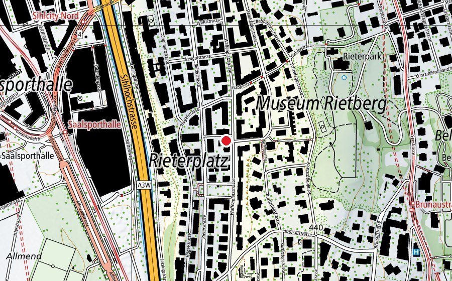 Mappa con la posizione di Kindergarten Waffenplatzstrasse (Scuola dell’infanzia)