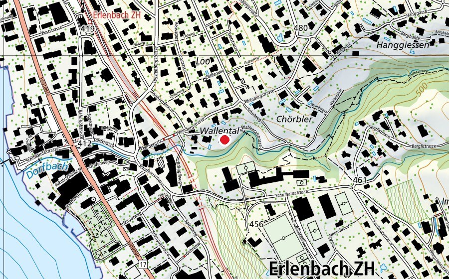 Map showing the location of Kindergarten Wallental 1+2 (Kindergarten)