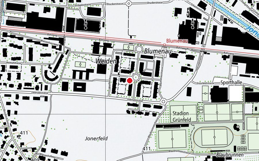 Carte indiquant l’emplacement de Kindergarten Weiden (École enfantine)