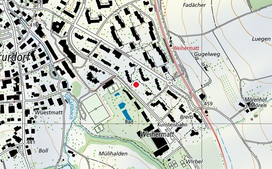 Mappa con la posizione di Kindergarten Weihermatt 57 (Scuola dell’infanzia)