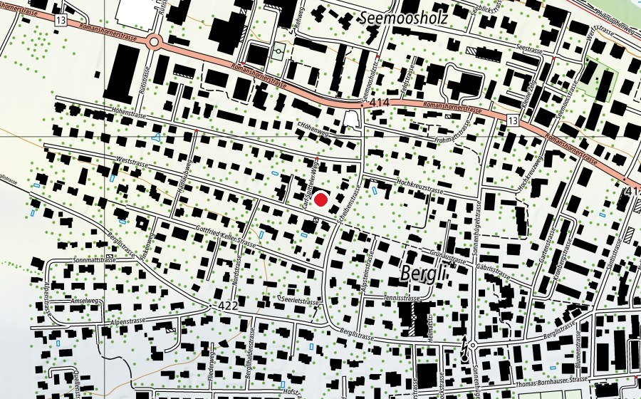 Map showing the location of Kindergarten Weststrasse (Kindergarten)