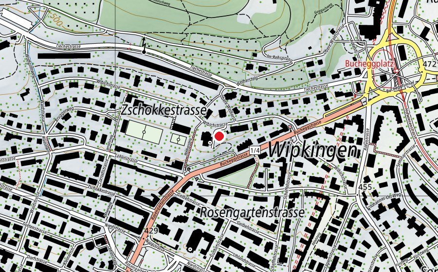 Karte mit dem Standort von Kindergarten Wibichstrasse (Kindergarten)