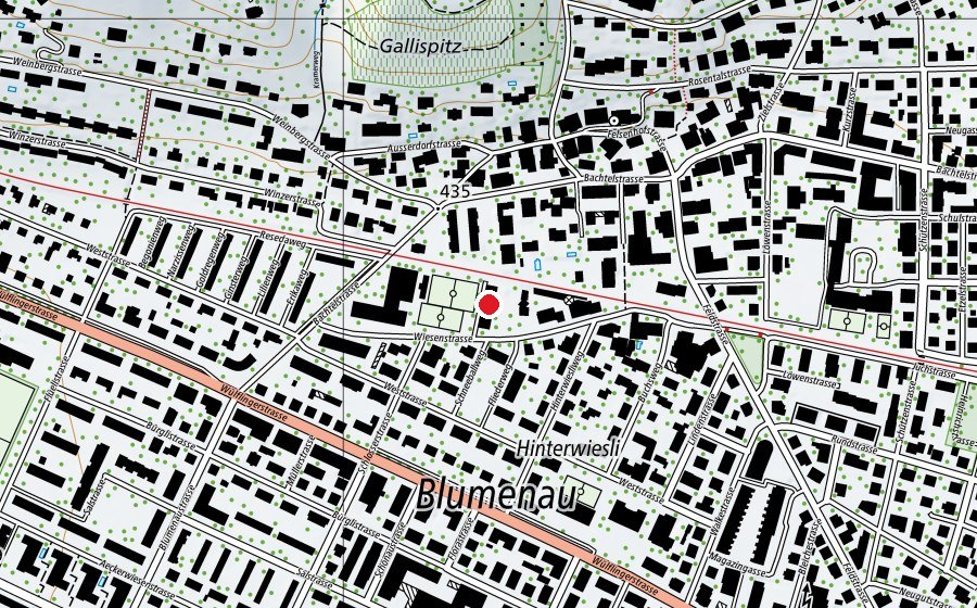 Carte indiquant l’emplacement de Kindergarten Wiesenstrasse (École enfantine)