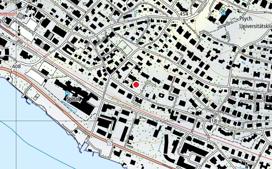 Carte indiquant l’emplacement de Kindergarten Wiesli (École enfantine)