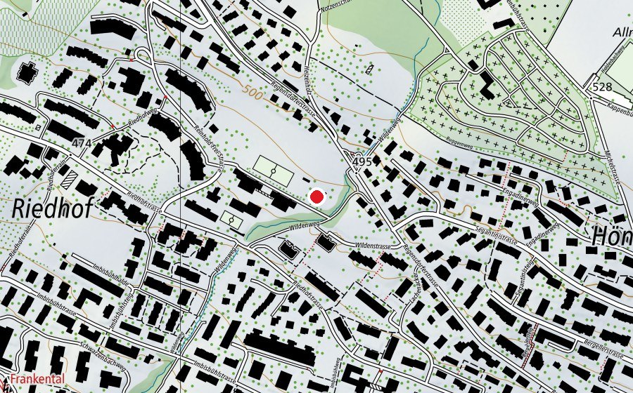 Carte indiquant l’emplacement de Kindergarten Wildenweg 1+2 (École enfantine)