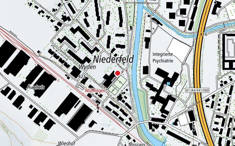 Karte mit dem Standort von Kindergarten Wyden (Kindergarten)