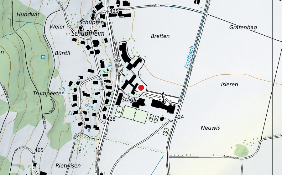 Map showing the location of Kindergarten Zentral A+B (Kindergarten)