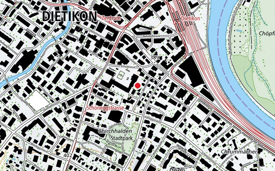 Map showing the location of Kindergarten Zentral (Kindergarten)