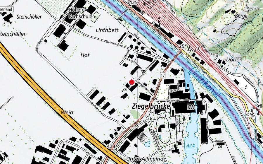 Mappa con la posizione di Kindergarten Ziegelbrücke (Scuola dell’infanzia)