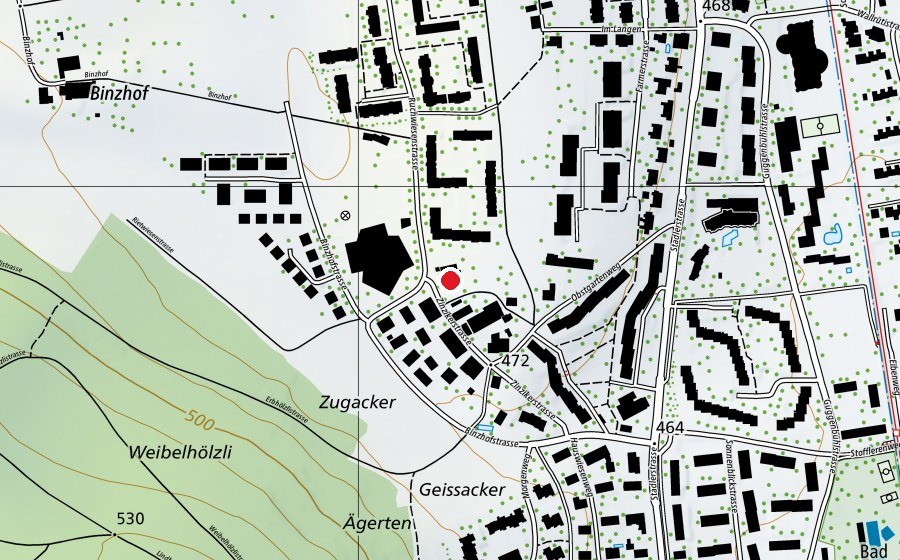 Carte indiquant l’emplacement de Kindergarten Zinzikon (École enfantine)
