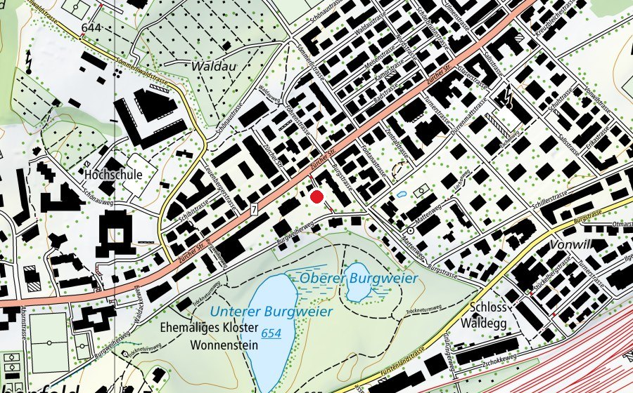 Carte indiquant l’emplacement de Kindergarten Zürcher Strasse (École enfantine)